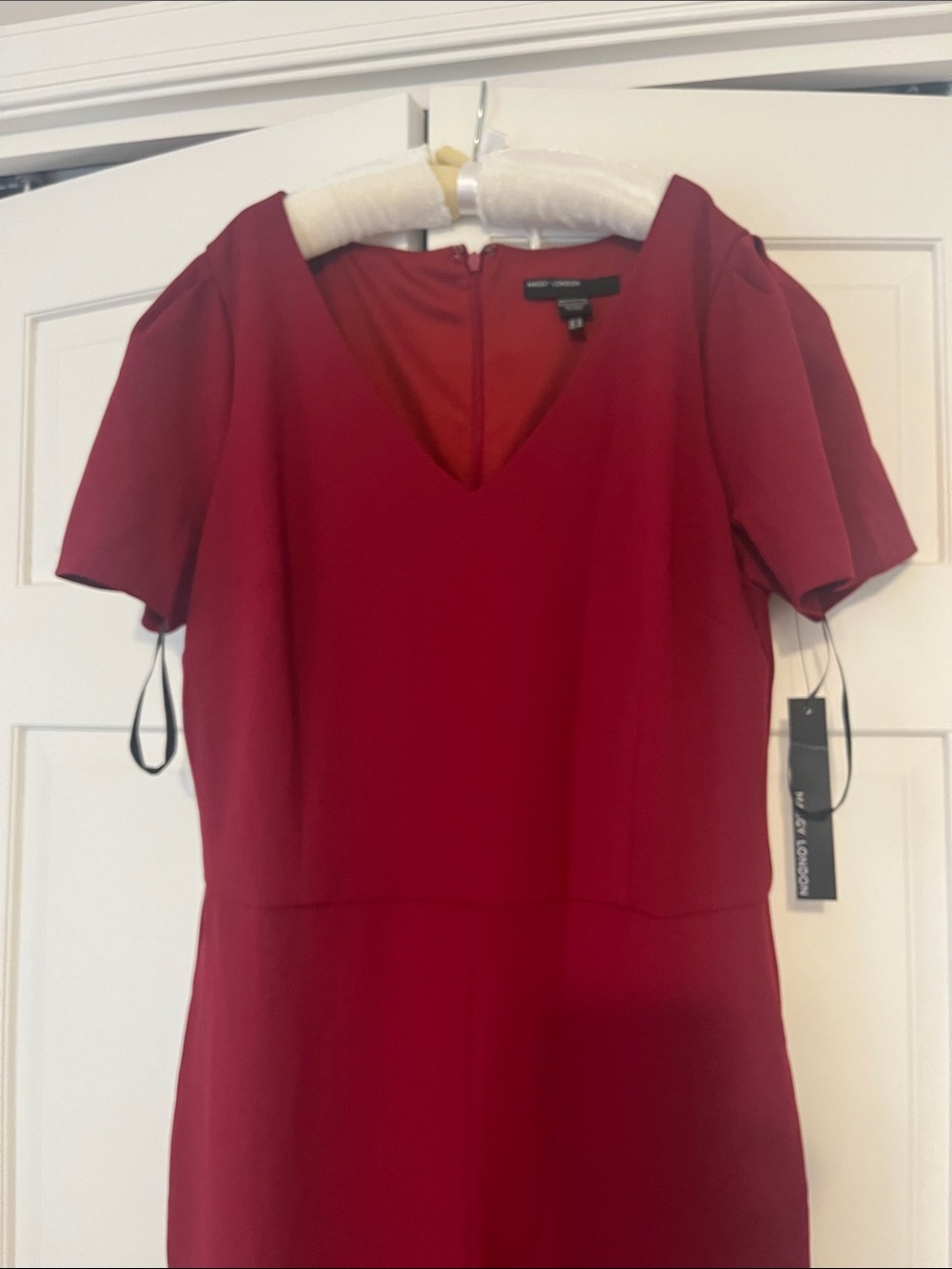 Maggy London Deep Wine V-Neck Wide-Leg Short Sleeve Jumpsuit NWT size 10